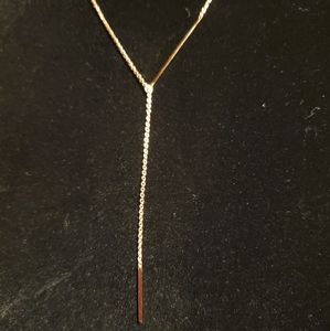 Rose gold bar accent lariat necklace